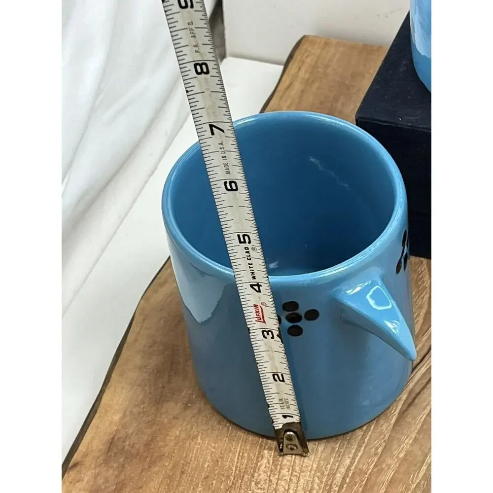West Elm Guatemalan 2 Bird Cup Coffee Mugs Hand Painted 16 oz Blue ! ☕️🔥